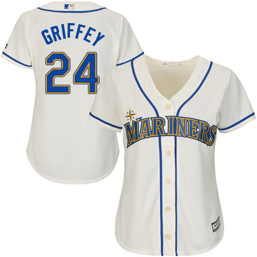 Seattle Mariners #24 Ken Griffey Cream Alternate Women's Stitched Jersey Womens