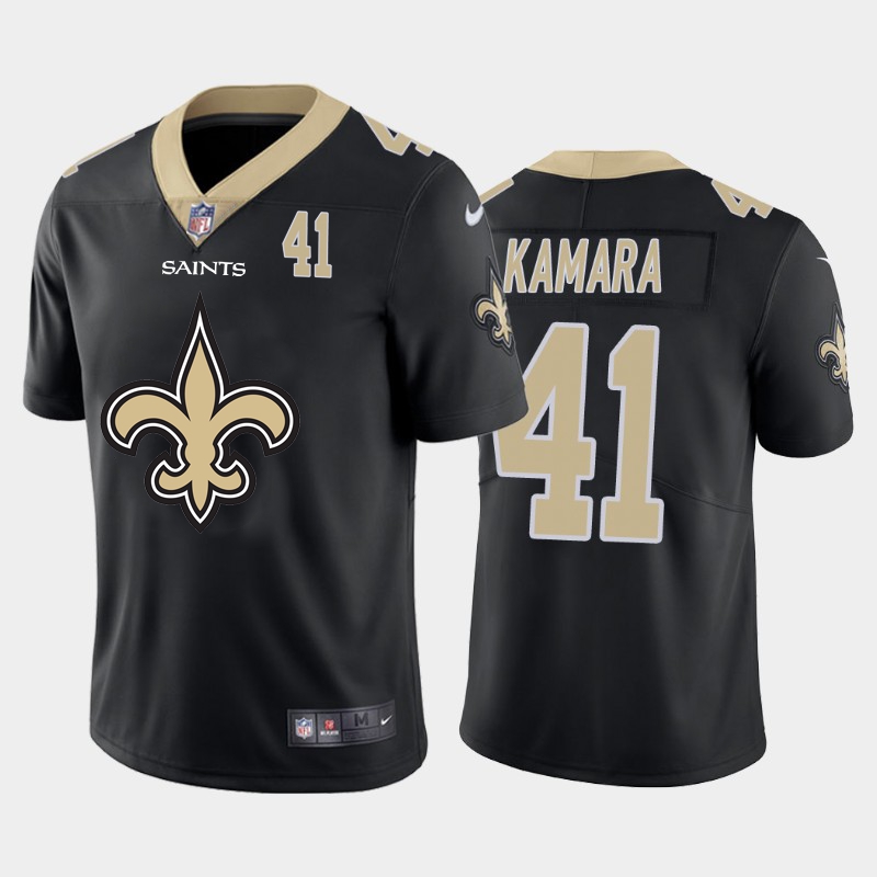 New Orleans Saints #41 Alvin Kamara Black Men's Big Team Logo Player Vapor Limited Jersey
