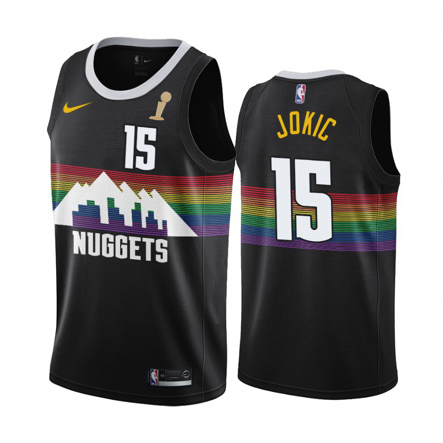 Nuggets #15 Nikola Jokic Youth 2023 Finals Champions Black City Edition Jersey