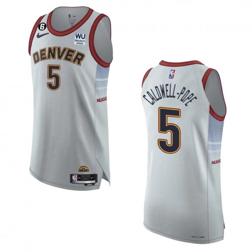Denver Denver Nuggets #5 Kentavious Caldwell-Pope Silver 2022-23 Authentic Jersey - City Edition Mens