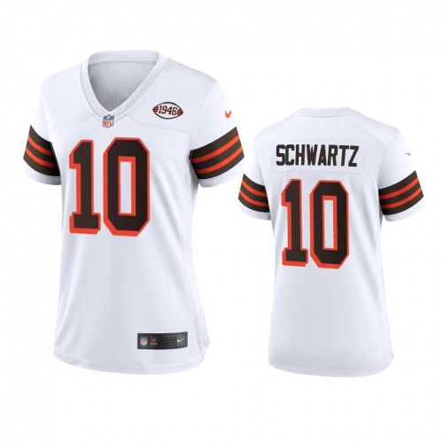 Women Cleveland Browns #10 Anthony Schwartz 1946 Collection Alternate Game Limited Jersey - White Womens