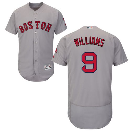 Boston Red Sox #9 Ted Williams Grey Flexbase Authentic Collection Stitched Jersey Men's