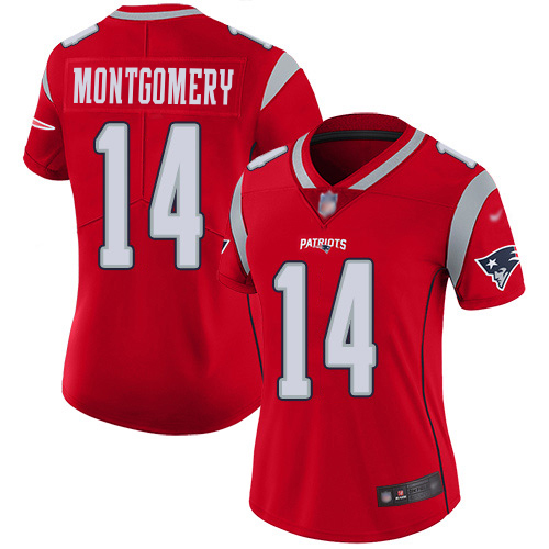 Patriots #14 Ty Montgomery Red Women's Stitched Limited Inverted Legend Jersey