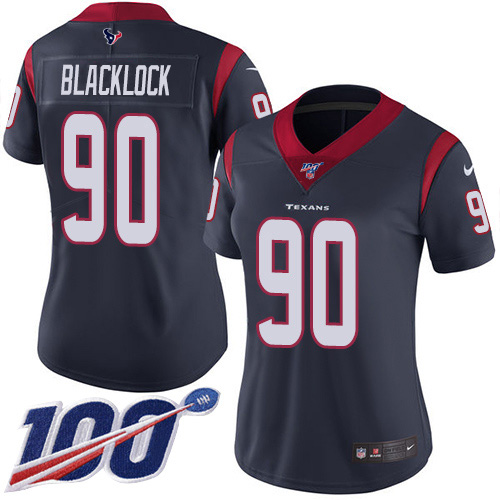 Houston Texans #90 Ross Blacklock Navy Blue Team Color Women's Stitched 100th Season Vapor Untouchable Limited Jersey Womens