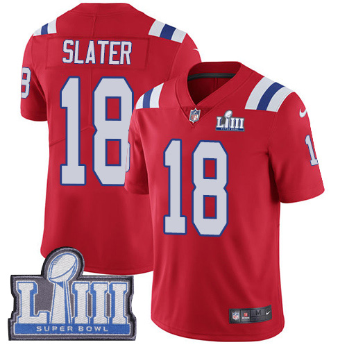 Patriots #18 Matt Slater Red Alternate Super Bowl LIII Bound Men's Stitched Vapor Untouchable Limited Jersey