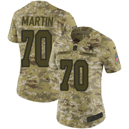 Dallas Cowboys #70 Zack Martin Camo Women's Stitched Limited 2018 Salute to Service Jersey Womens