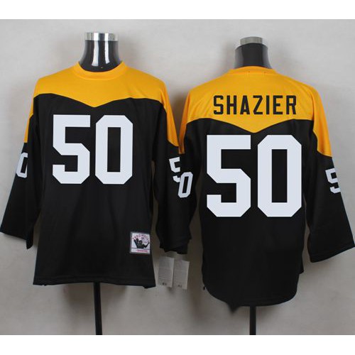 Mitchell And Ness 1967 Pittsburgh Steelers #50 Ryan Shazier Black/Yelllow Throwback Men's Stitched Jersey Men's