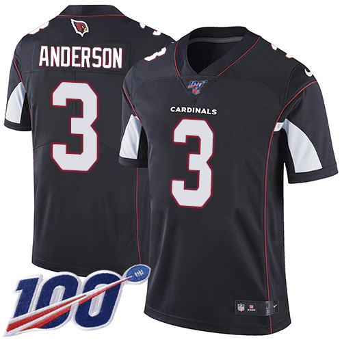 Arizona Cardinals #3 Drew Anderson Black Alternate Men's Stitched 100th Season Vapor Limited Jersey Men's