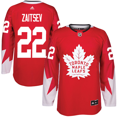 Adidas Maple Toronto Maple Leafs #22 Nikita Zaitsev Red Team Canada Authentic Stitched Jersey Men's