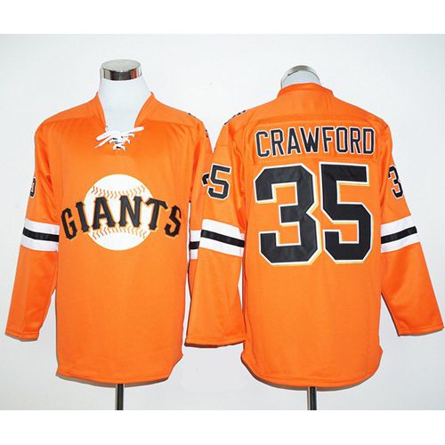 San Francisco Giants #35 Brandon Crawford Orange Long Sleeve Stitched Jersey Men's