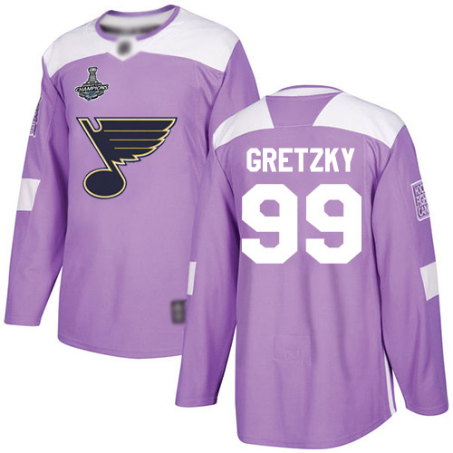 Adidas St. Louis Blues #99 Wayne Gretzky Purple Authentic Fights Cancer Stanley Cup Champions Stitched Youth Jersey Youth