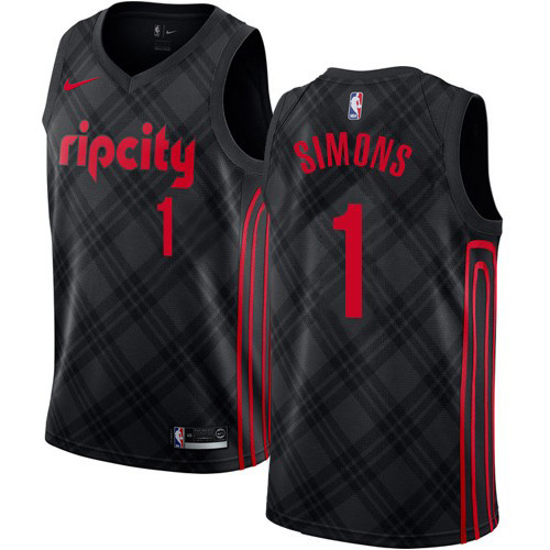 Portland Trail Blazers #1 Anfernee Simons Black Youth Swingman City Edition Jersey Youth