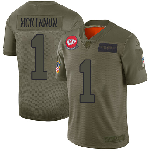Chiefs #1 Jerick McKinnon Camo Youth Stitched Limited 2019 Salute To Service Jersey