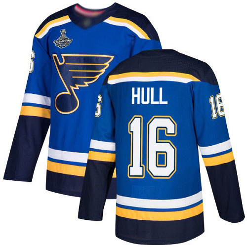 Adidas St. Louis Blues #16 Brett Hull Blue Home Authentic Stanley Cup Champions Stitched Jersey Men's