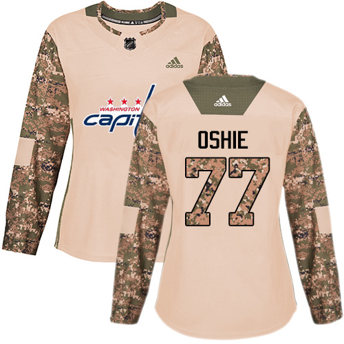 Adidas Washington Capitals #77 T.J. Oshie Camo Authentic 2017 Veterans Day Women's Stitched Jersey Womens