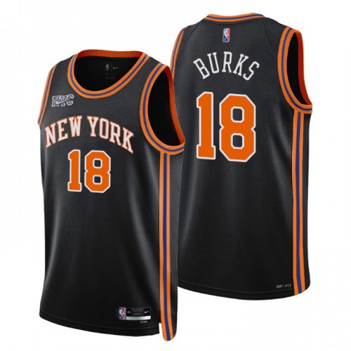 New York New York Knicks #18 Alec Burks Mens Black 2021/22 Swingman Jersey - City Edition Mens