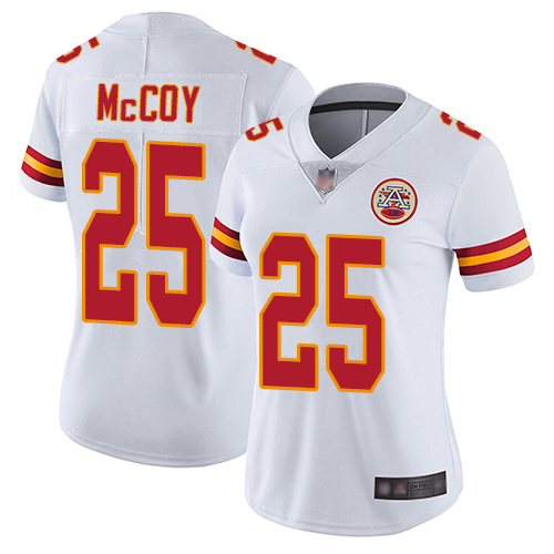 Kansas City Chiefs #25 LeSean McCoy White Women's Stitched Vapor Untouchable Limited Jersey Womens