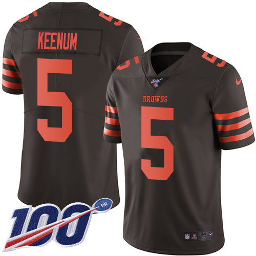Cleveland Browns #5 Case Keenum Brown Men's Stitched Limited Rush 100th Season Jersey Men's
