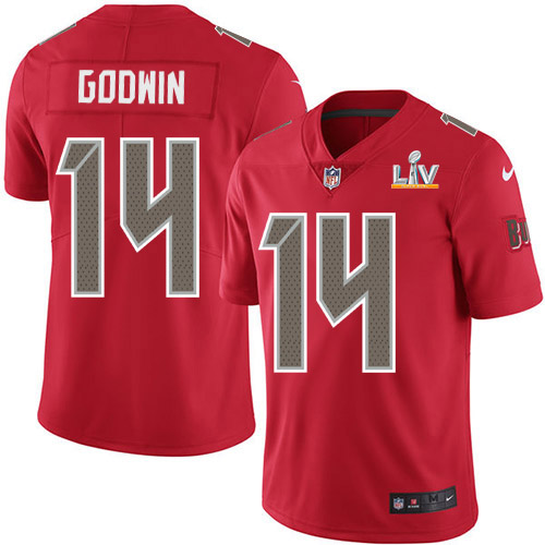 Buccaneers #14 Chris Godwin Red Men's Super Bowl LV Bound Stitched Limited Rush Jersey