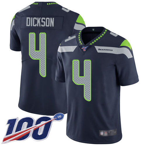 Seattle Seahawks #4 Michael Dickson Steel Blue Team Color Men's Stitched 100th Season Vapor Limited Jersey Men's