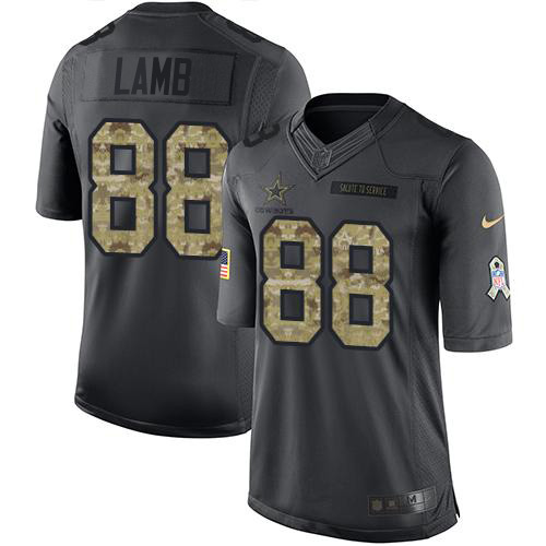 Cowboys #88 CeeDee Lamb Black Youth Stitched Limited 2016 Salute To Service Jersey