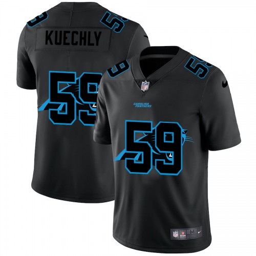 Carolina Carolina Panthers #59 Luke Kuechly Men's Team Logo Dual Overlap Limited Jersey Black Men's