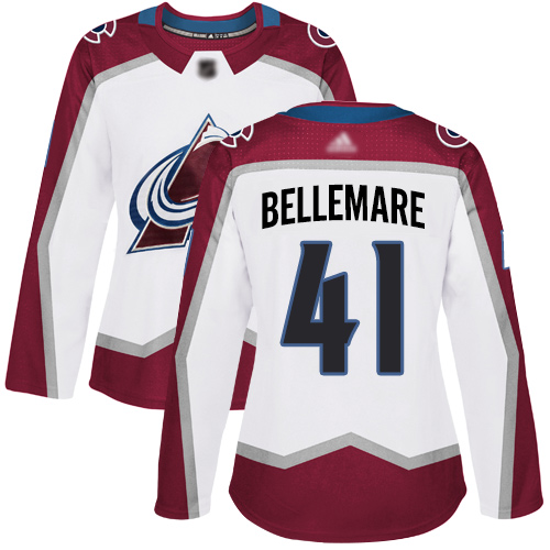 Adidas Colorado Avalanche #41 Pierre-Edouard Bellemare White Road Authentic Women's Stitched Jersey Womens