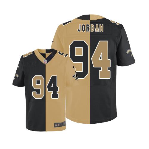 New Orleans Saints #94 Cameron Jordan Black/Gold Men's Stitched Elite Split Jersey Men's