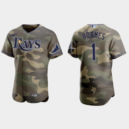 Tampa Bay Tampa Bay Rays #1 Willy Adames Men's 2021 Armed Forces Day Authentic Jersey -Camo Men's