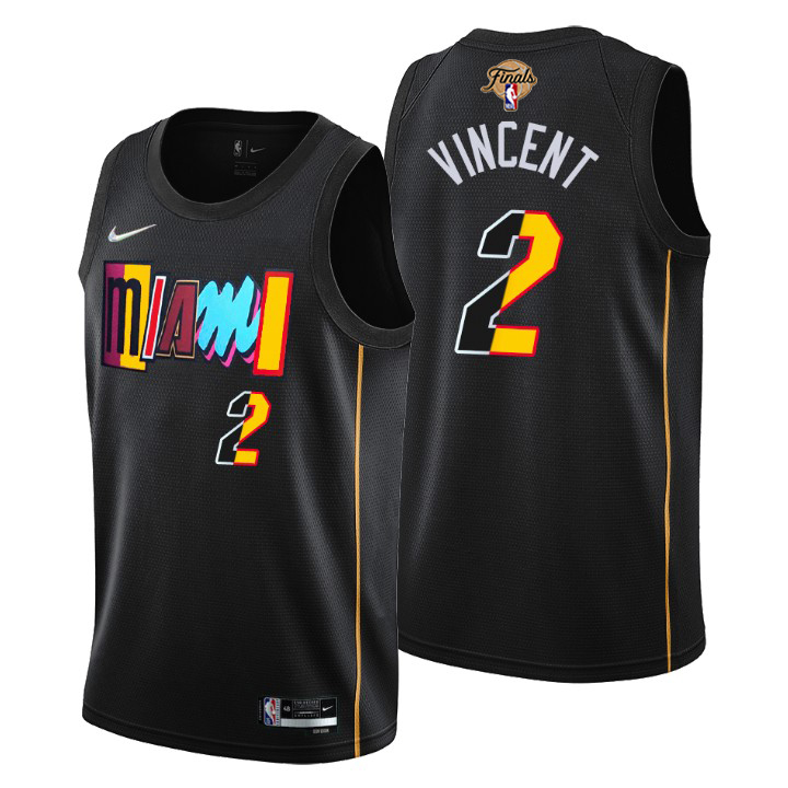 Miami Heat #2 Gabe Vincent Black 2023 Finals Patch Swingman Jersey - City Edition