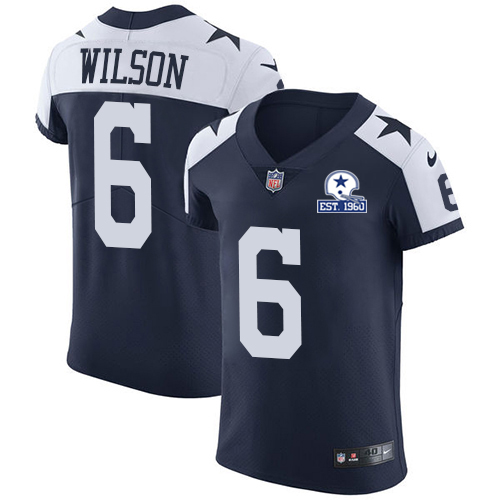 Cowboys #6 Donovan Wilson Navy Blue Thanksgiving Men's Stitched With Established In 1960 Patch Vapor Untouchable Throwback Elite Jersey