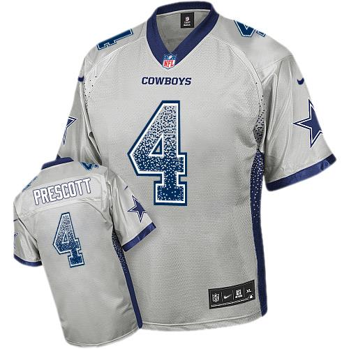 Cowboys #4 Dak Prescott Grey Men's Stitched Elite Drift Fashion Jersey