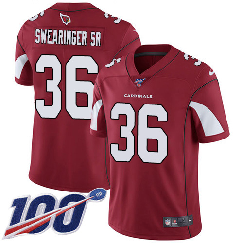 Arizona Cardinals #36 D.J. Swearinger Sr. Red Team Color Men's Stitched 100th Season Vapor Limited Jersey Men's