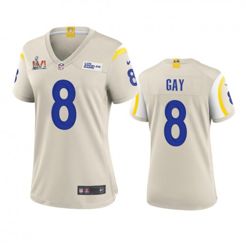 Los Angeles Los Angeles Rams #8 Matt Gay Women's Super Bowl LVI Patch Game Jersey - Bone Womens
