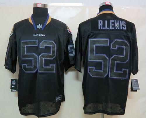 Ravens #52 Ray Lewis Lights Out Black Men's Stitched Elite Jersey