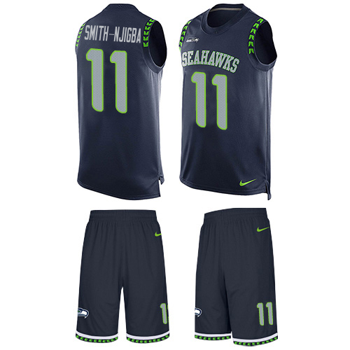 Seahawks #11 Jaxon Smith-Njigba Steel Blue Team Color Men's Stitched Limited Tank Top Suit Jersey
