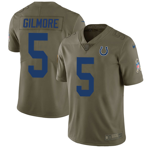 Colts #5 Stephon Gilmore Olive Youth Stitched Limited 2017 Salute To Service Jersey