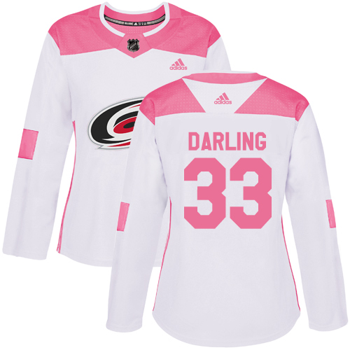 Adidas Carolina Hurricanes #33 Scott Darling White/Pink Authentic Fashion Women's Stitched Jersey Womens