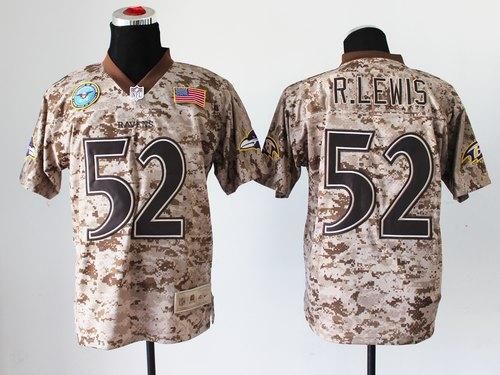 Ravens #52 Ray Lewis Camo Men's Stitched New Elite USMC Jersey