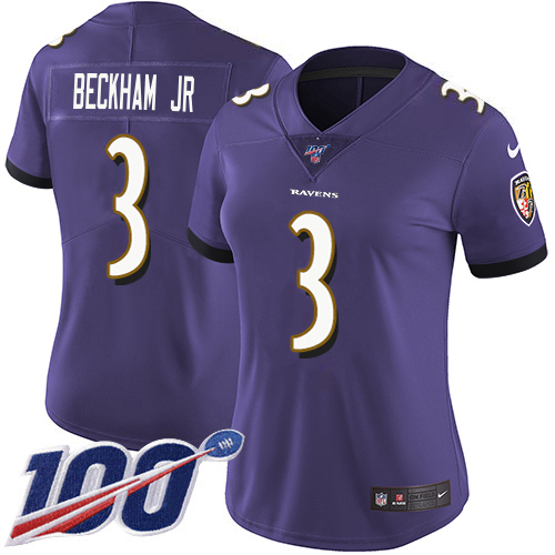 Ravens #3 Odell Beckham Jr. Purple Team Color Women's Stitched 100th Season Vapor Untouchable Limited Jersey