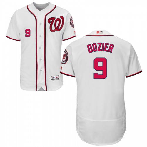 Washington Washington Nationals #9 Brian Dozier Home Flex Base White Stitched Jersey Men's