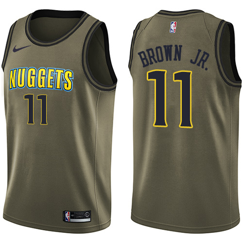 Nuggets #11 Bruce Brown Jr. Green Salute To Service Swingman Jersey