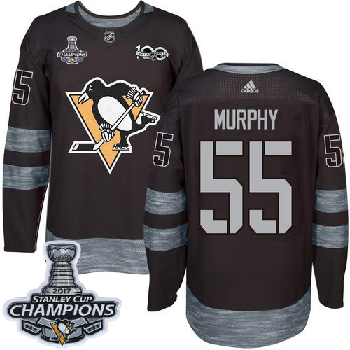 Adidas Pittsburgh Penguins #55 Larry Murphy Black 1917-2017 100th Anniversary Stanley Cup Finals Champions Stitched Jersey Men's