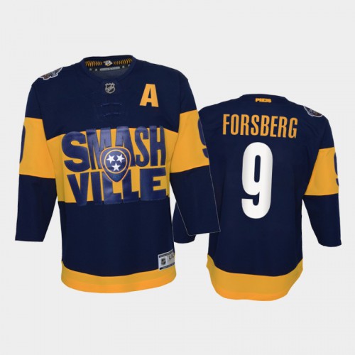 Adidas Nashville Predators #9 Filip Forsberg Youth 2022 Stadium Series Game Jersey - Navy Youth
