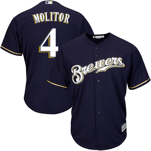 Milwaukee Brewers #4 Paul Molitor Navy blue Cool Base Stitched Youth Jersey Youth