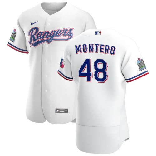 Texas Texas Rangers #48 Rafael Montero Men's White Home 2020 Authentic Patch Player Jersey Men's