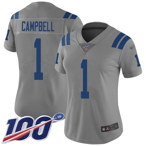 Colts #1 Parris Campbell Gray Women's Stitched Limited Inverted Legend 100th Season Jersey