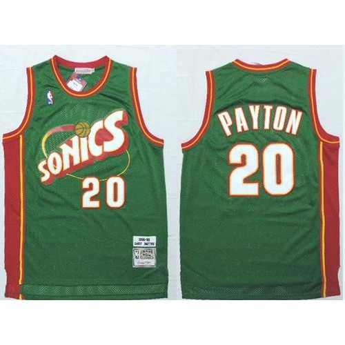 Mitchell And Ness Oklahoma City Thunder #20 Gary Payton Green SuperSonics Stitched Jersey Mens
