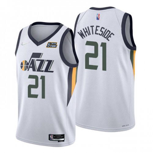 Utah Jazz #21 Hassan Whiteside White Mens 2021-22 75th Anniversary Diamond Swingman Jersey - Association Edition Mens