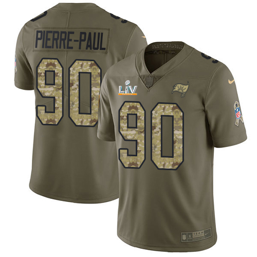 Tampa Bay Buccaneers #90 Jason Pierre-Paul Olive/Camo Men's Super Bowl LV Bound Stitched Limited 2017 Salute To Service Jersey Men's